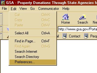 Netscape Navigator 4 Edit to Preferences Image