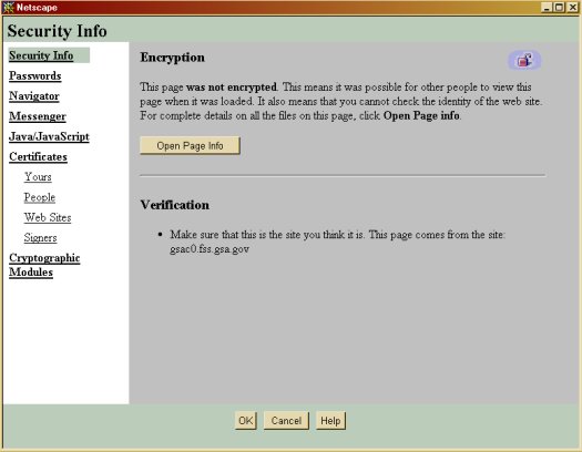 Netscape Navigator 4 Security Info Window Image