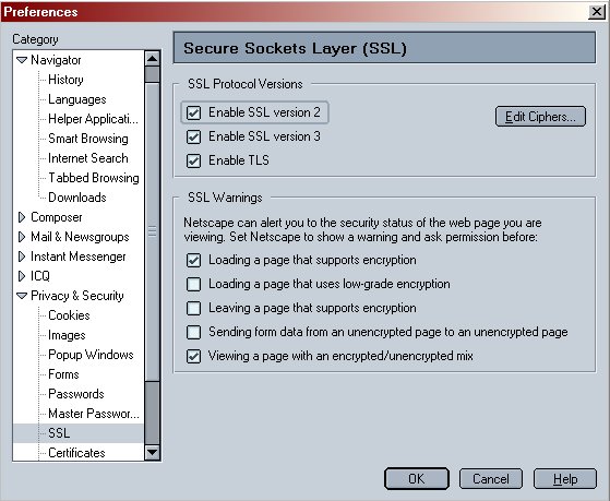 Netscape Navigator 6 Preferences Image